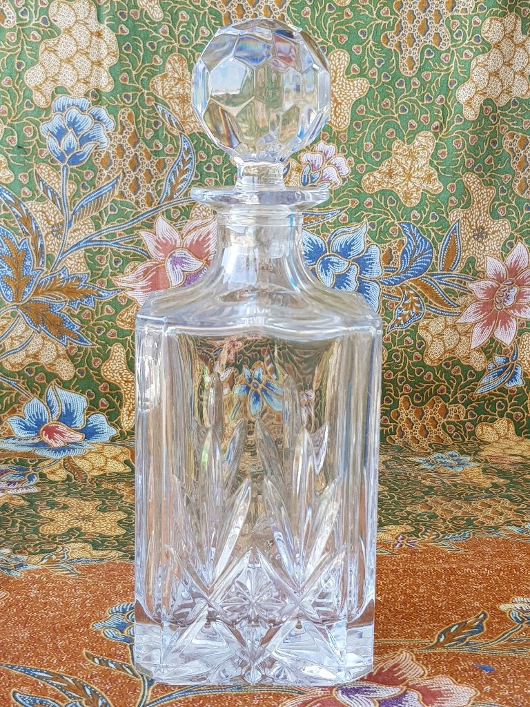 Mooie zware oude Engelse whiskykaraf van kristal 25,2 cm., Antiek en Kunst, Ophalen of Verzenden