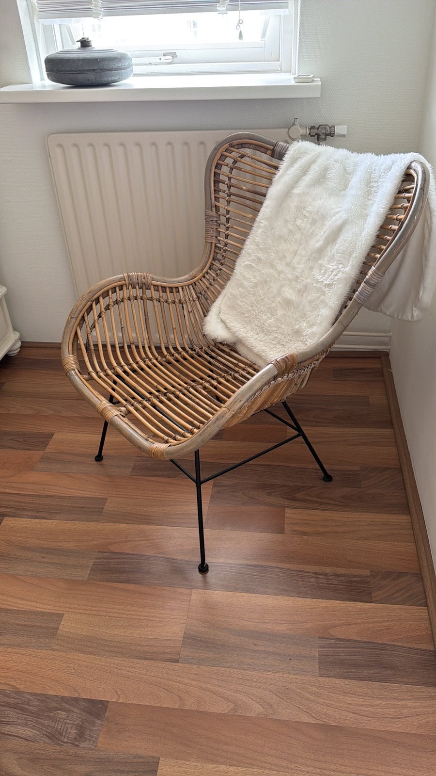 Rieten stoel, Huis en Inrichting, Ophalen, Zo goed als nieuw, Bruin, Eén