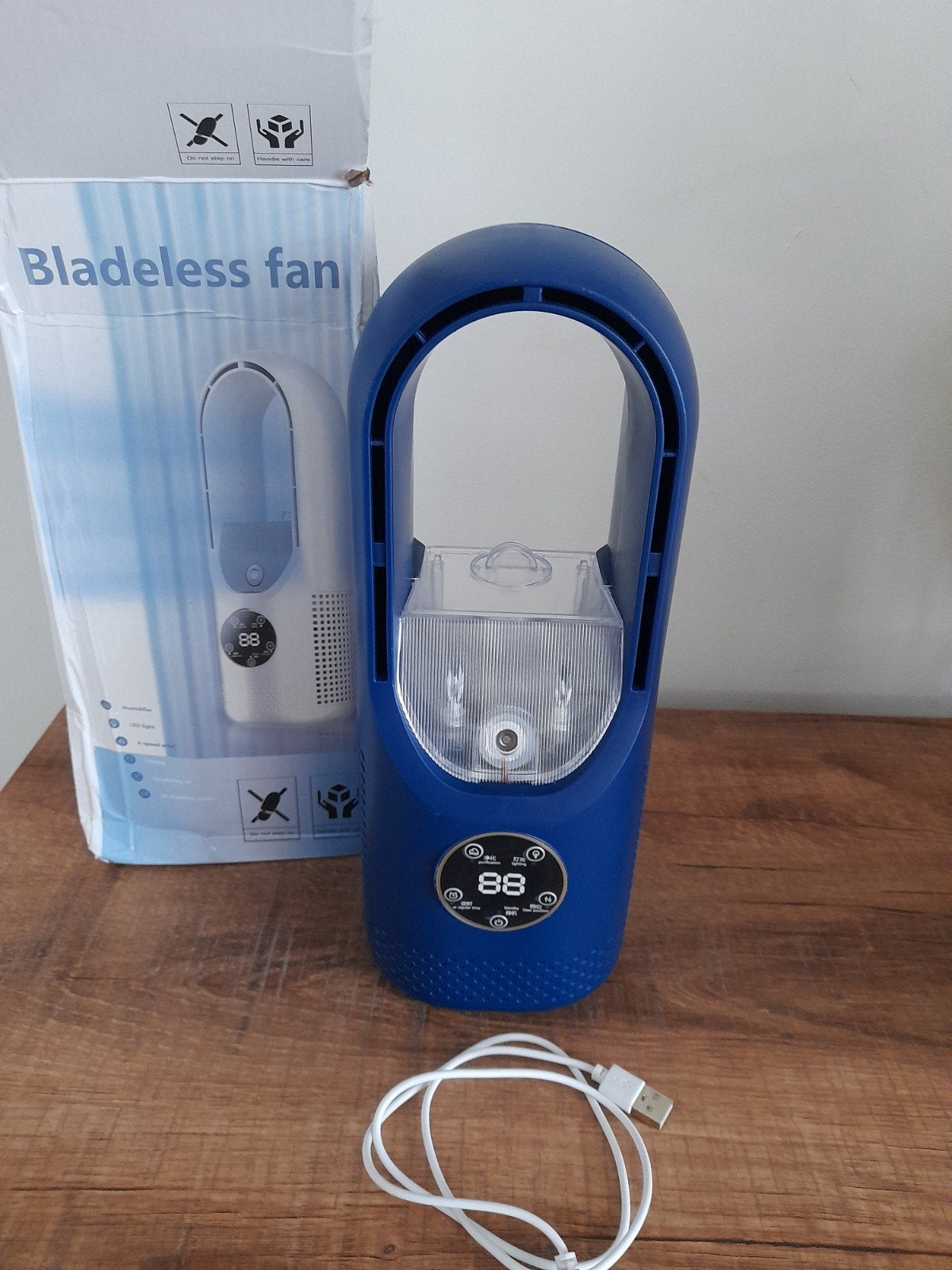 Bladeless Fan met Luchtbevochtiger en LED Licht, Ophalen of Verzenden, Nieuw, Tafelventilator