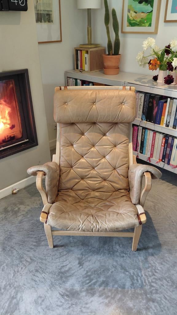 Bruno Mathsson Pernilla 69 by Dux Sweden. Cognac leer., Ophalen