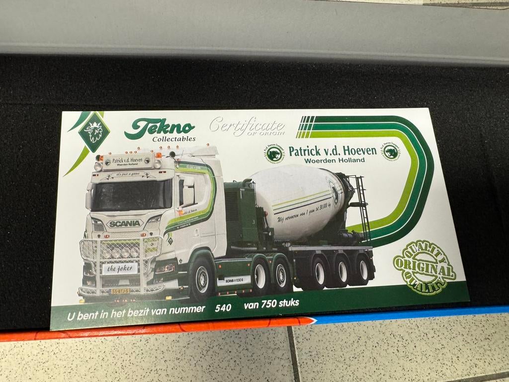 Mod 178166C+ / Patrick van der Hoeven Tekno Scania, Hobby en Vrije tijd, Modelauto's | 1:50, Nieuw, Bus of Vrachtwagen, Tekno
