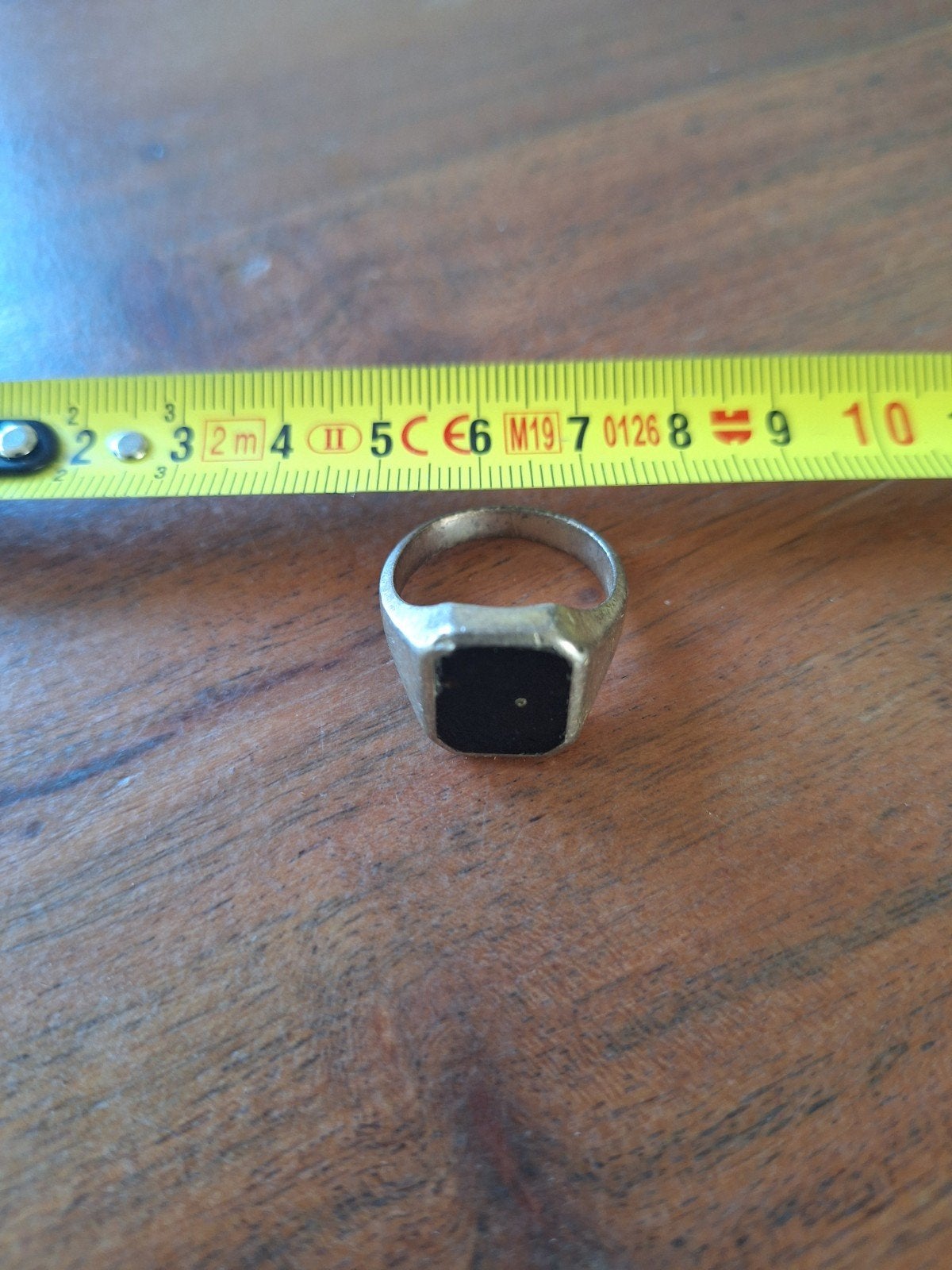 Zilveren (925) zegelring met zwarte onyx, maat 20, Gebruikt, 20 of groter, Zwart, Ophalen of Verzenden