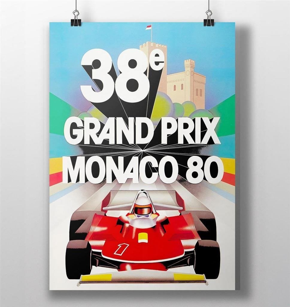 Monaco Grand Prix 1980 Race Poster Vintage Formule 1, Verzenden, Nieuw, Auto's