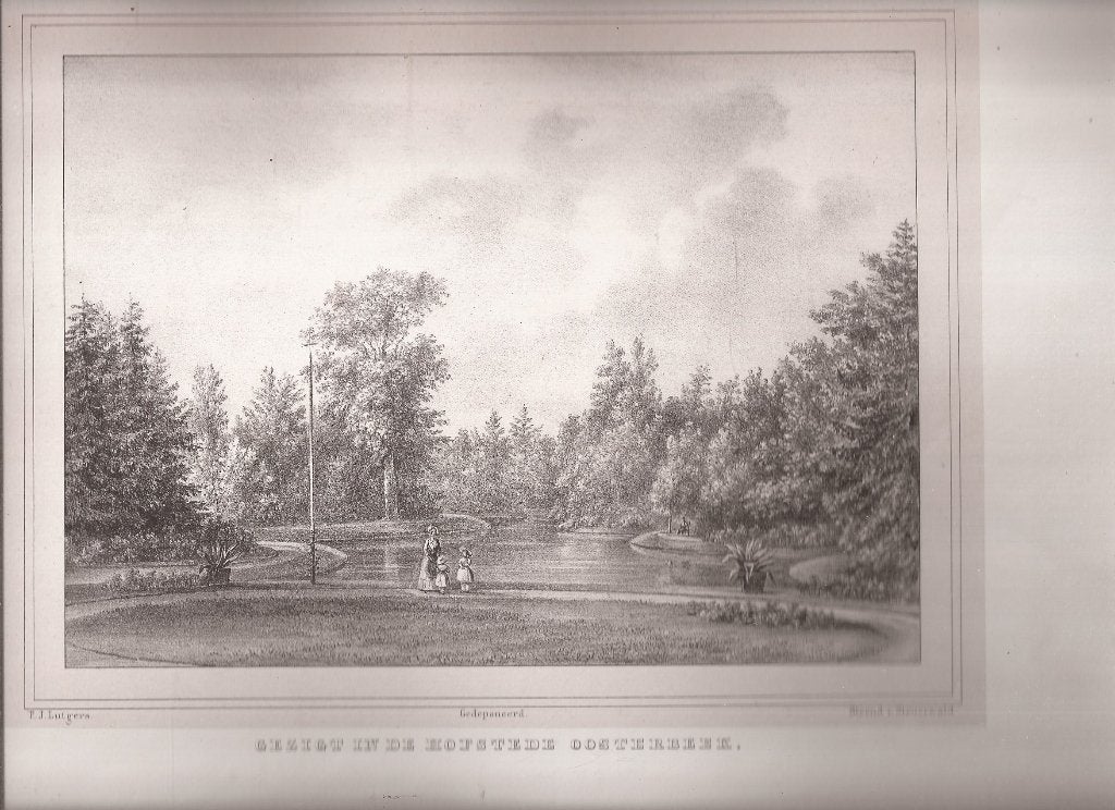 Gezigt in Hofstede Oosterbeek Den Haag ca. 1850, Antiek en Kunst, Architectuur, Ophalen of Verzenden, Blanco verso, 20 cm
