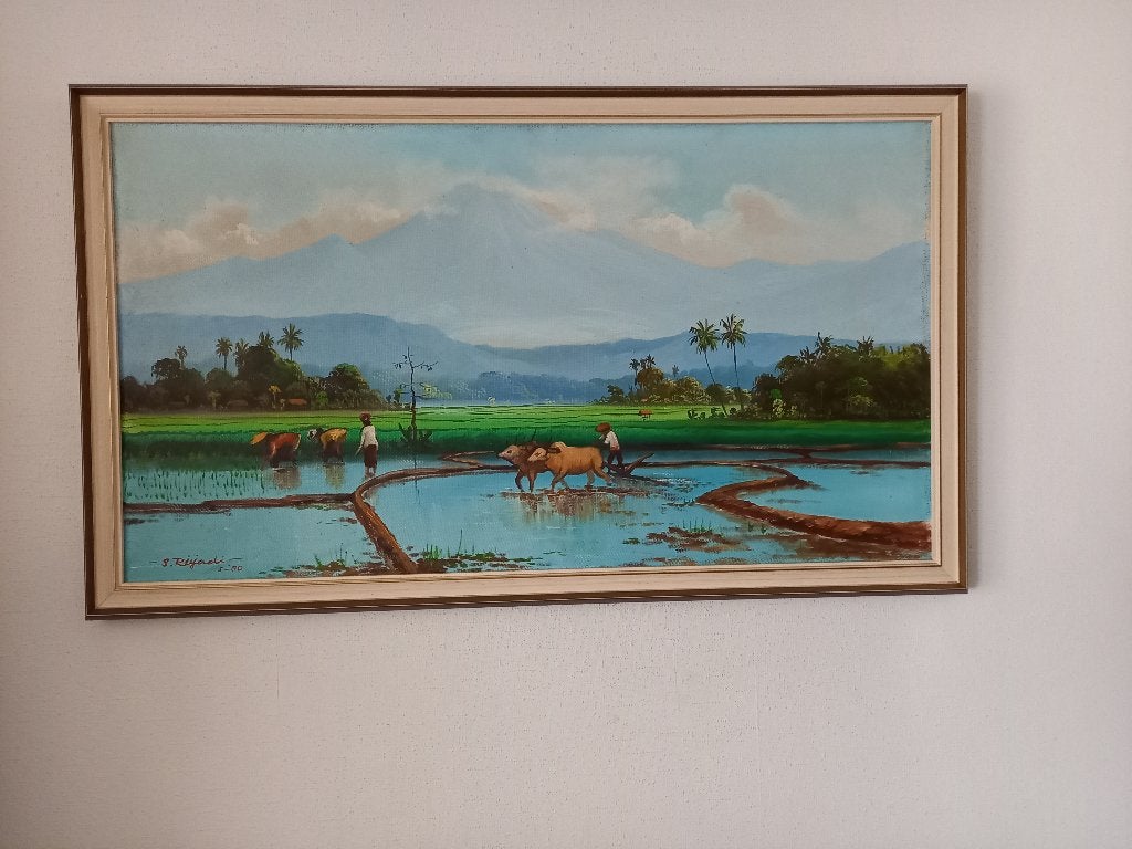 Schilderij  Indonesië  op linnen, Ophalen