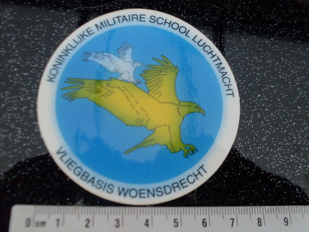 sticker kon mil school luchtmacht vliegbasis woensdrecht, Verzenden, Zo goed als nieuw, Bedrijf of Vereniging