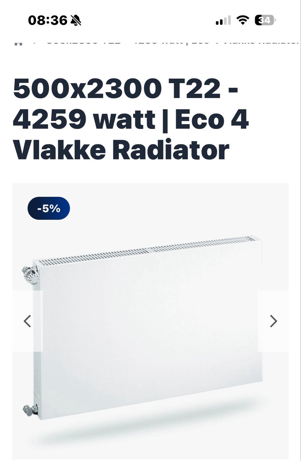 500x2300 T22 - 4259 watt | Eco 4 Vlakke Radiator, Ophalen, 30 tot 80 cm, Radiator, Nieuw