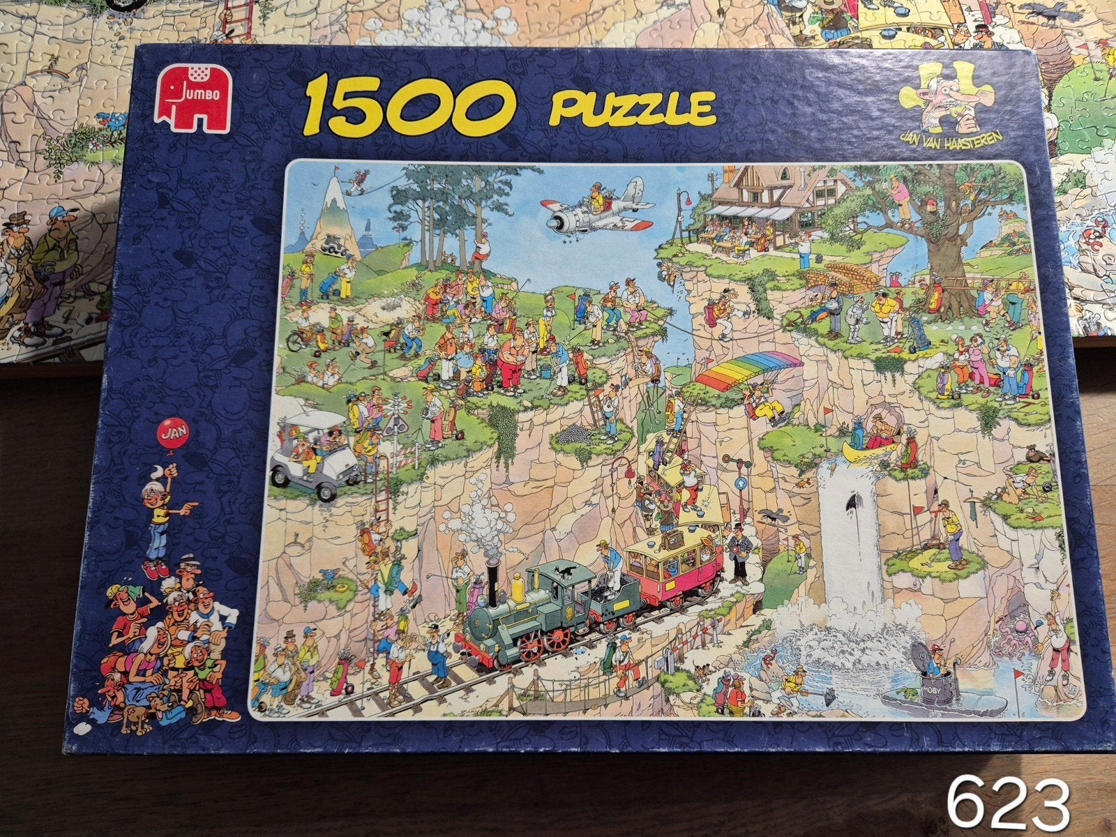Jumbo puzzle 1500 Jan van Haasteren. De golfbaan., Ophalen of Verzenden, 500 t/m 1500 stukjes, Gebruikt, Legpuzzel