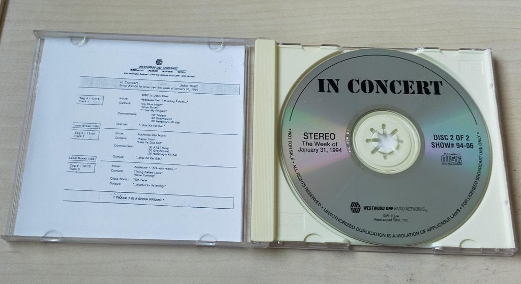 John Hiatt - In Concert CD Westwood One, Ophalen of Verzenden, Gebruikt