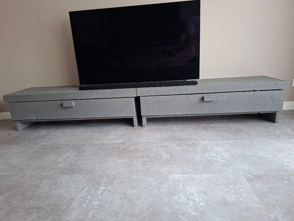 TV meubel steigerhout (2x) - grijs, Huis en Inrichting, Kasten | Televisiemeubels, Ophalen, Gebruikt, 100 tot 150 cm, Minder dan 100 cm