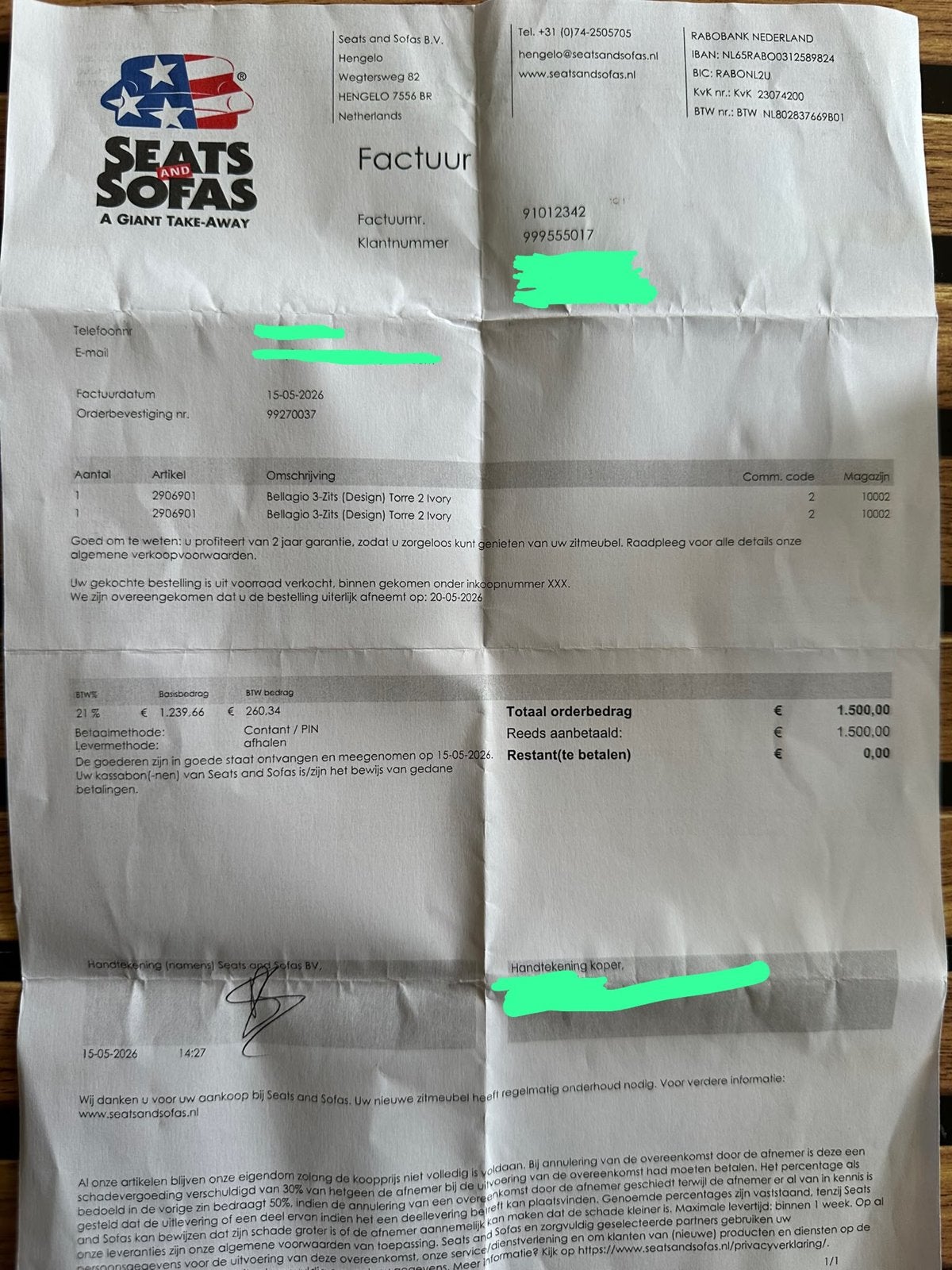 Banken, eettafel en stoelen (incl. factuur), Ophalen, Gebruikt, Stof