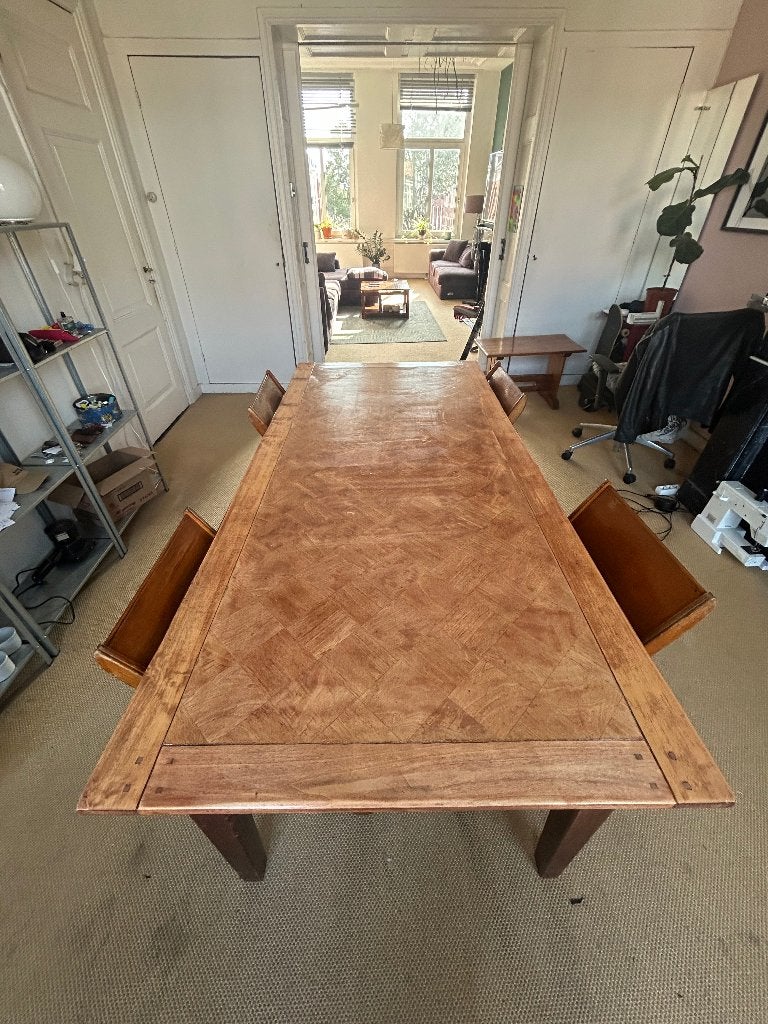 Dining table and chairs, Ophalen, Gebruikt, Vintage, 200 cm of meer