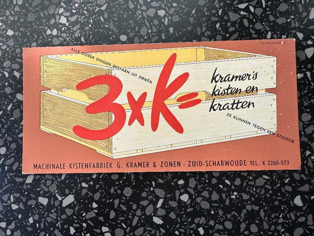 Stokoud 3xK Kistenfabriek Kramer Zuid-Scharwoude vloeiblad., Ophalen of Verzenden, Gebruikt, Overige typen