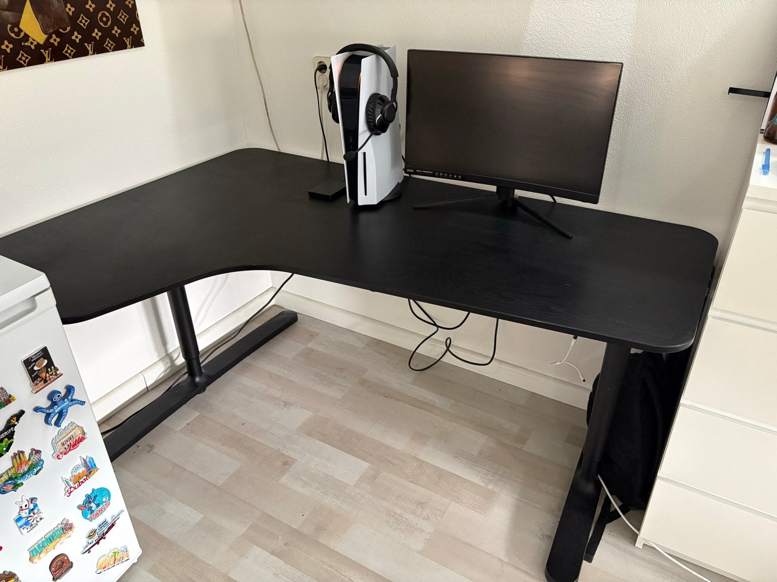 Zwart hoekbureau - 160x110cm - Goede staat, Ophalen, Zwart, Elektrisch, Gebruikt