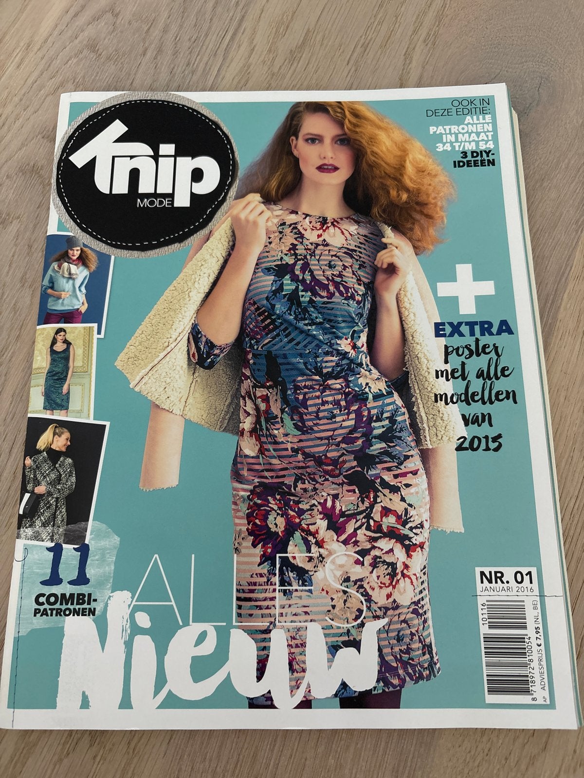 Knipmode januari 2016 - Patroonblad en extra poster, Hobby en Vrije tijd, Ophalen of Verzenden, Gebruikt, Knipmode