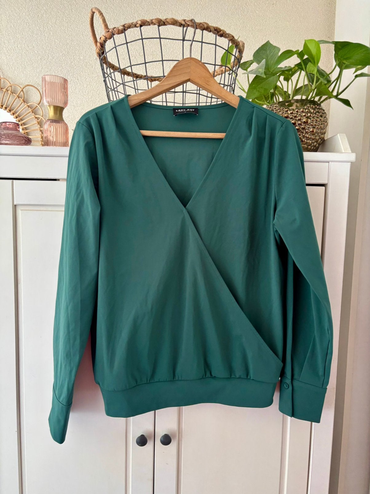 Lady day travelstof blouse maat L, Ophalen of Verzenden, Zo goed als nieuw, Maat 42/44 (L), Groen