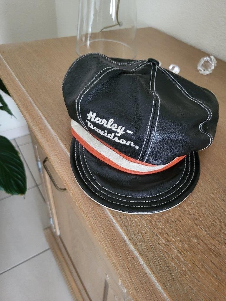 Vintage Harley Davidson lederen pet, Motoren, Kleding | Motorkleding, Dames, Ophalen of Verzenden, Tweedehands, Harley-Davidson