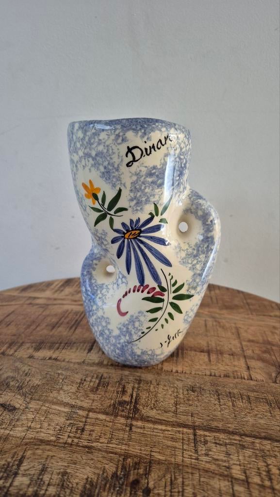 Vintage Dinan bloemenvaas - Handgeschilderd, Ophalen of Verzenden