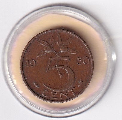 5 Cent 1950 Zeer Fraai, Verzenden, Koningin Juliana, 5 cent, Losse munt