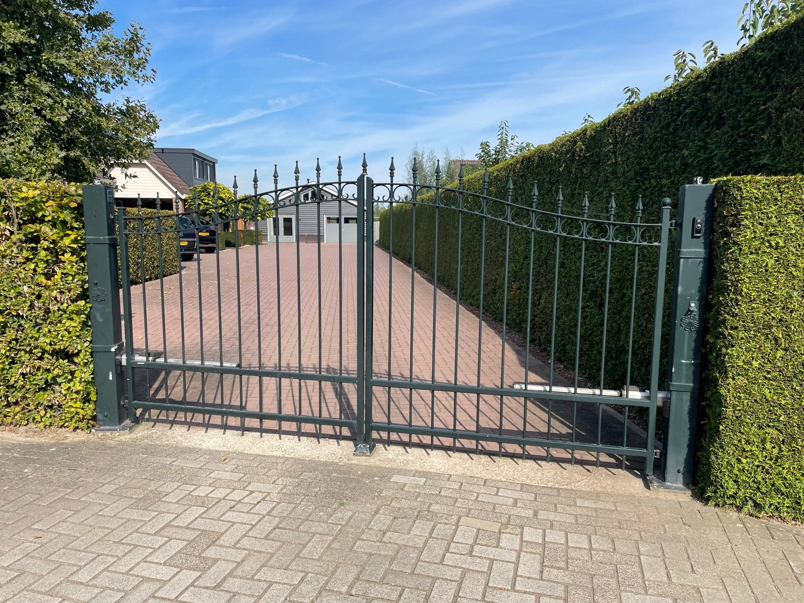 Automatische poort met Faac poortarmen - 3,40m doorgang, Tuin en Terras, Met poort, Gebruikt, Ophalen of Verzenden, Sierhekwerk