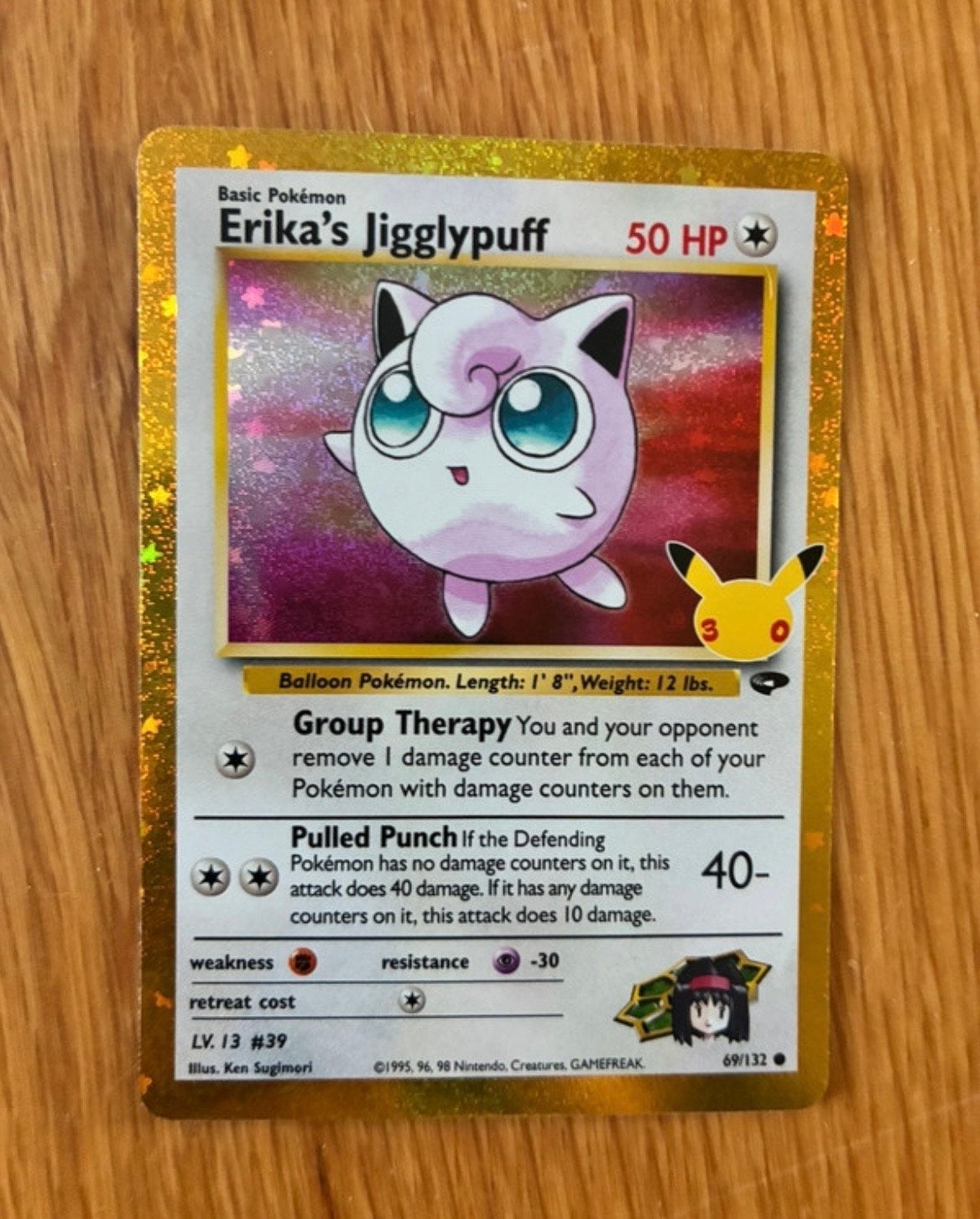 Pokemon 30th Celebrations Erika's Jigglypuff Kaart, Ophalen of Verzenden, Zo goed als nieuw, Losse kaart, Foil