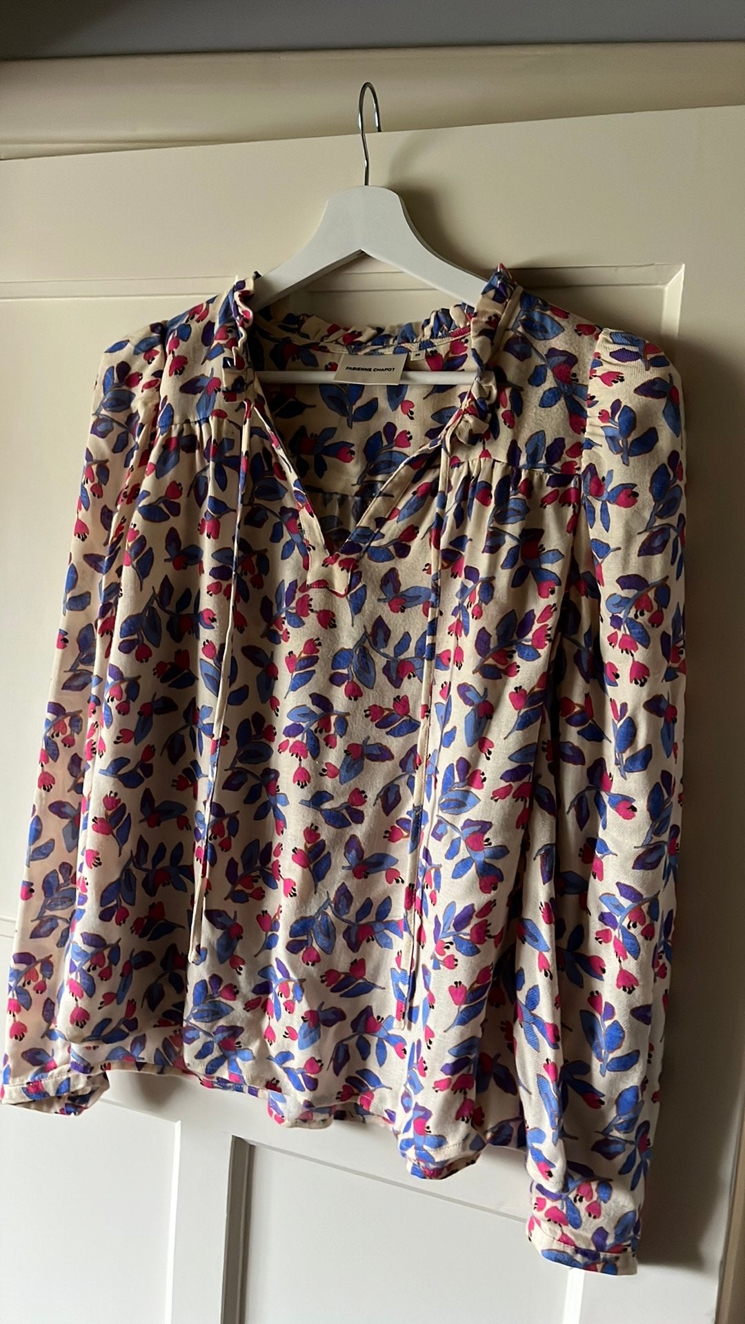 Fabienne Chapot blouse 38 blauw/roze, Ophalen of Verzenden, Zo goed als nieuw, Maat 38/40 (M), Blauw