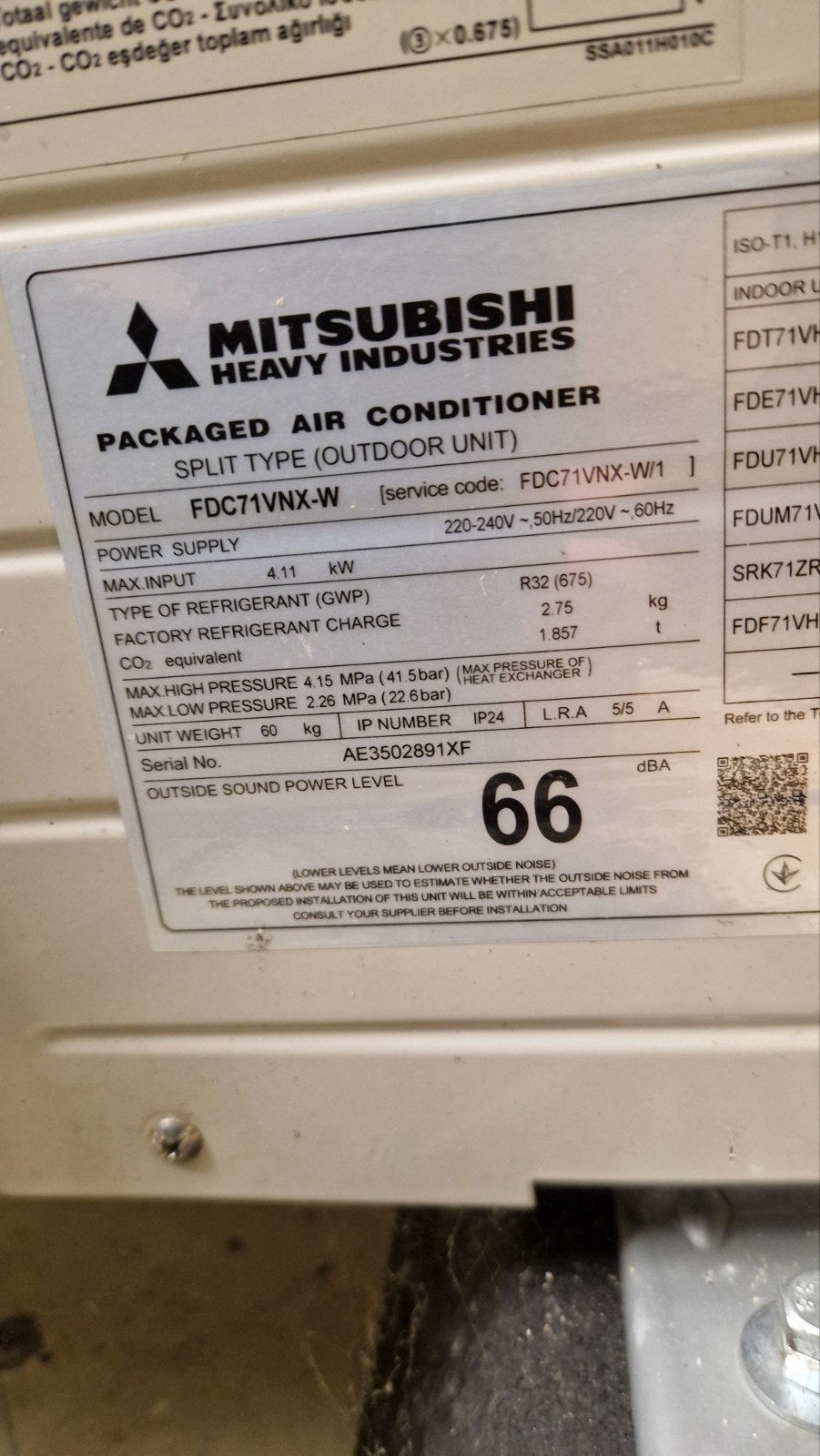 2x Grote Mitsubishi Airco's 7.1 kw per stuk met Slangen en P, Witgoed en Apparatuur, Ophalen, Energieklasse A of zuiniger, Koelen en Ontvochtigen