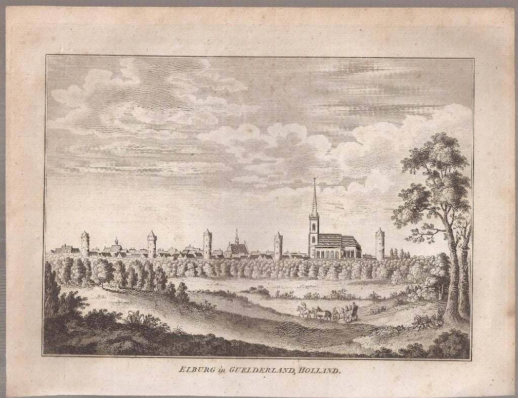 Elburg in Guelderland, Holland 17e eeuw 1781, Antiek en Kunst, Stadsgezicht, Ophalen of Verzenden, Gravure, 15 cm
