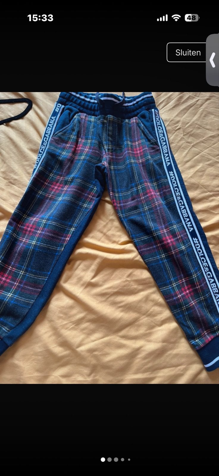 Dolce & Gabbana geruite joggingbroek - Maat 7-8 jaar, Ophalen of Verzenden, Gebruikt, Jongen of Meisje
