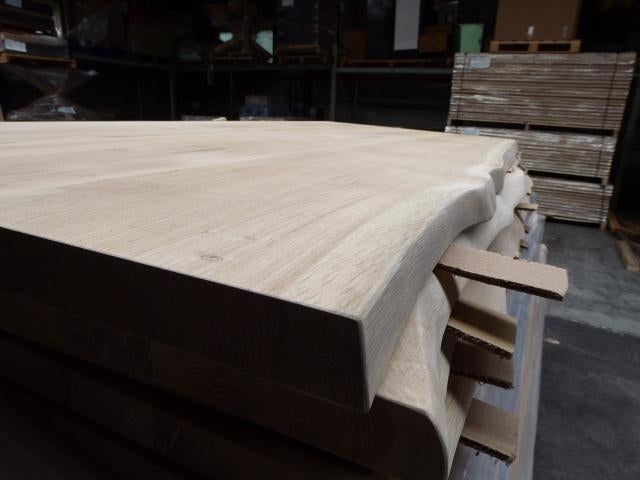 BOOMSTAM EETTAFEL EIKENHOUT MASSIEF - 4 CM DIK TOT 3 METER, 100 tot 150 cm, Eikenhout, Ophalen of Verzenden, Vijf personen of meer