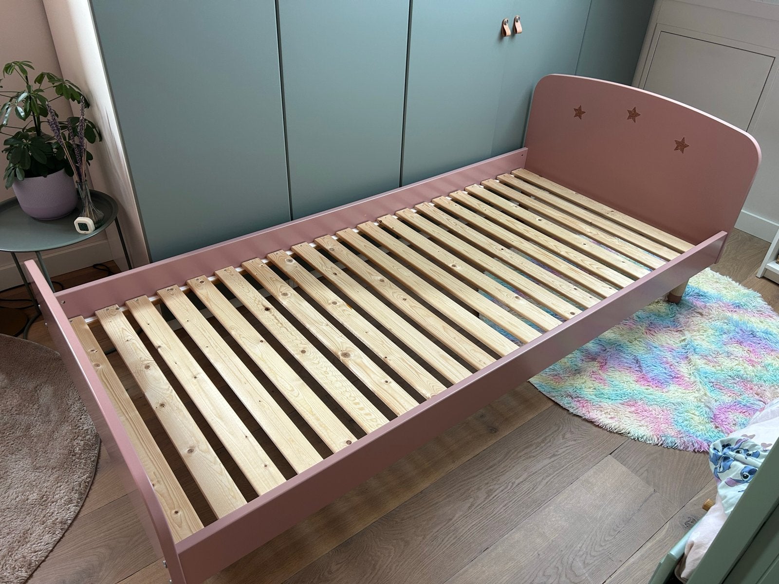 Flexa Play Roze kinderbed 90x200, Ophalen, 85 tot 100 cm, Zo goed als nieuw, Lattenbodem
