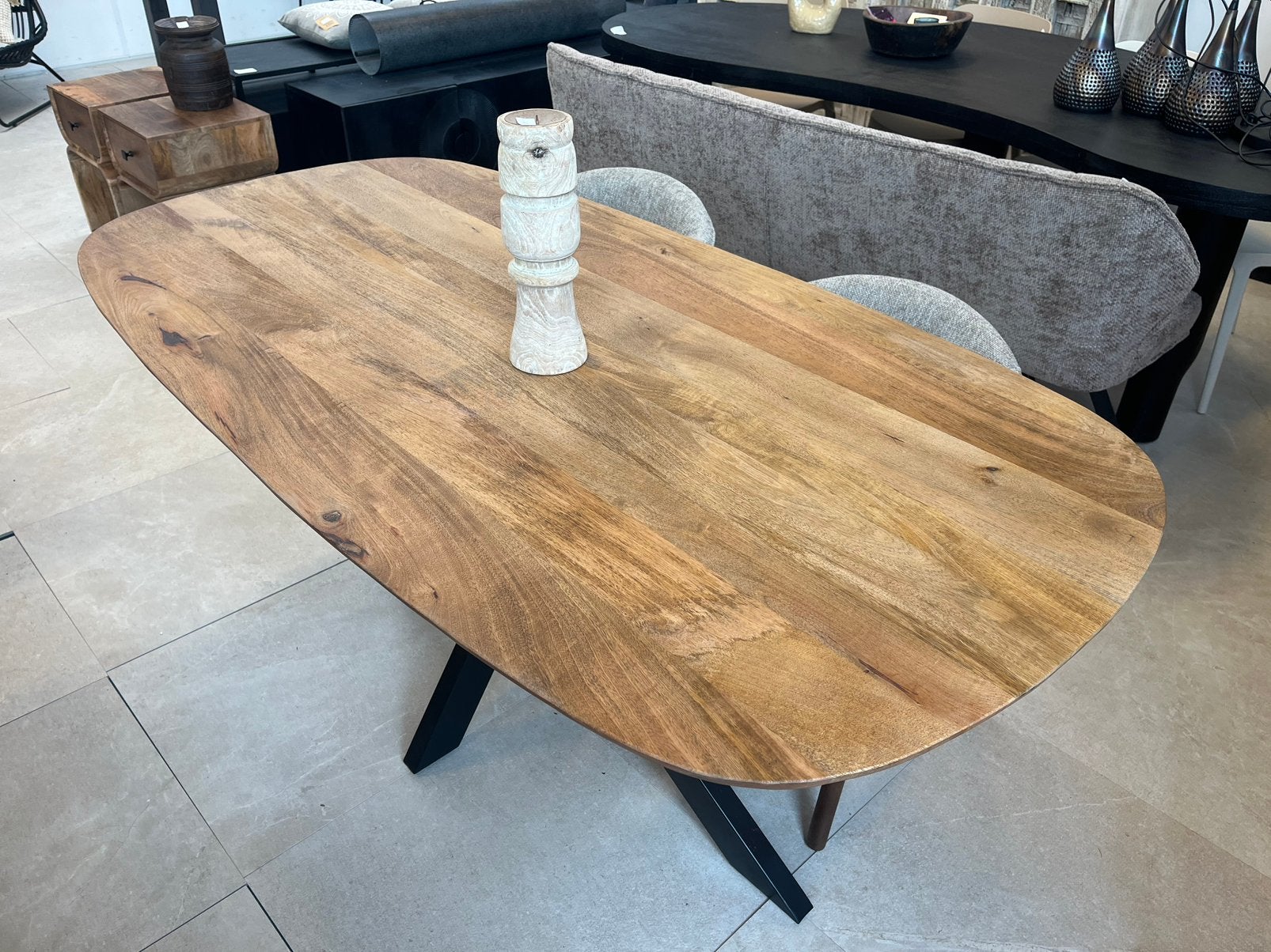 Magazijn leegverkoop eettafel deens ovaal mangohout matrix, Hout, Nieuw, Ophalen of Verzenden, Info@wkhome.nl