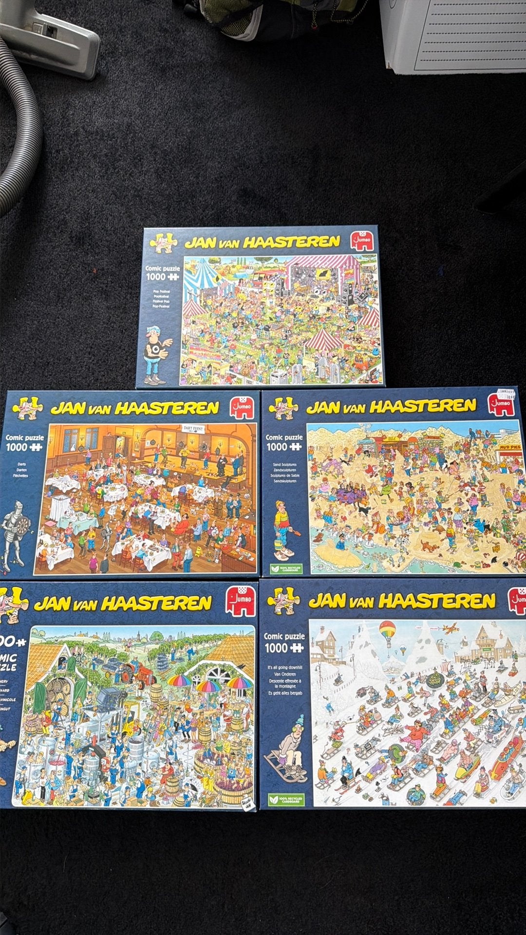 5 x Jan van haasteren puzzels 1000 stuks, Hobby en Vrije tijd, Denksport en Puzzels, Ophalen, 500 t/m 1500 stukjes, Gebruikt, Legpuzzel