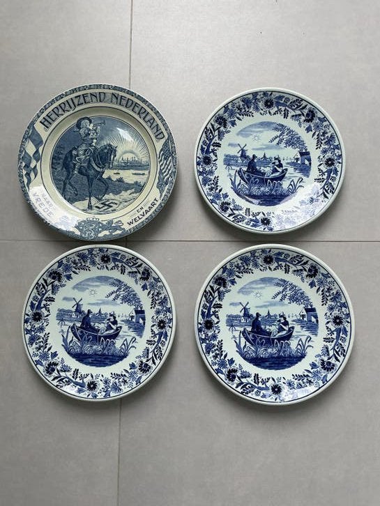 Set van 4 Delfts Blauwe Wandborden - Royal Sphinx, Antiek en Kunst, Ophalen