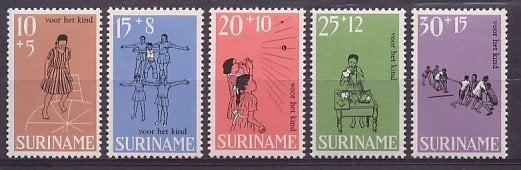 Suriname NVPH nr 505/9 postfris Kinderpostzegels 1968, Ophalen of Verzenden, Postfris