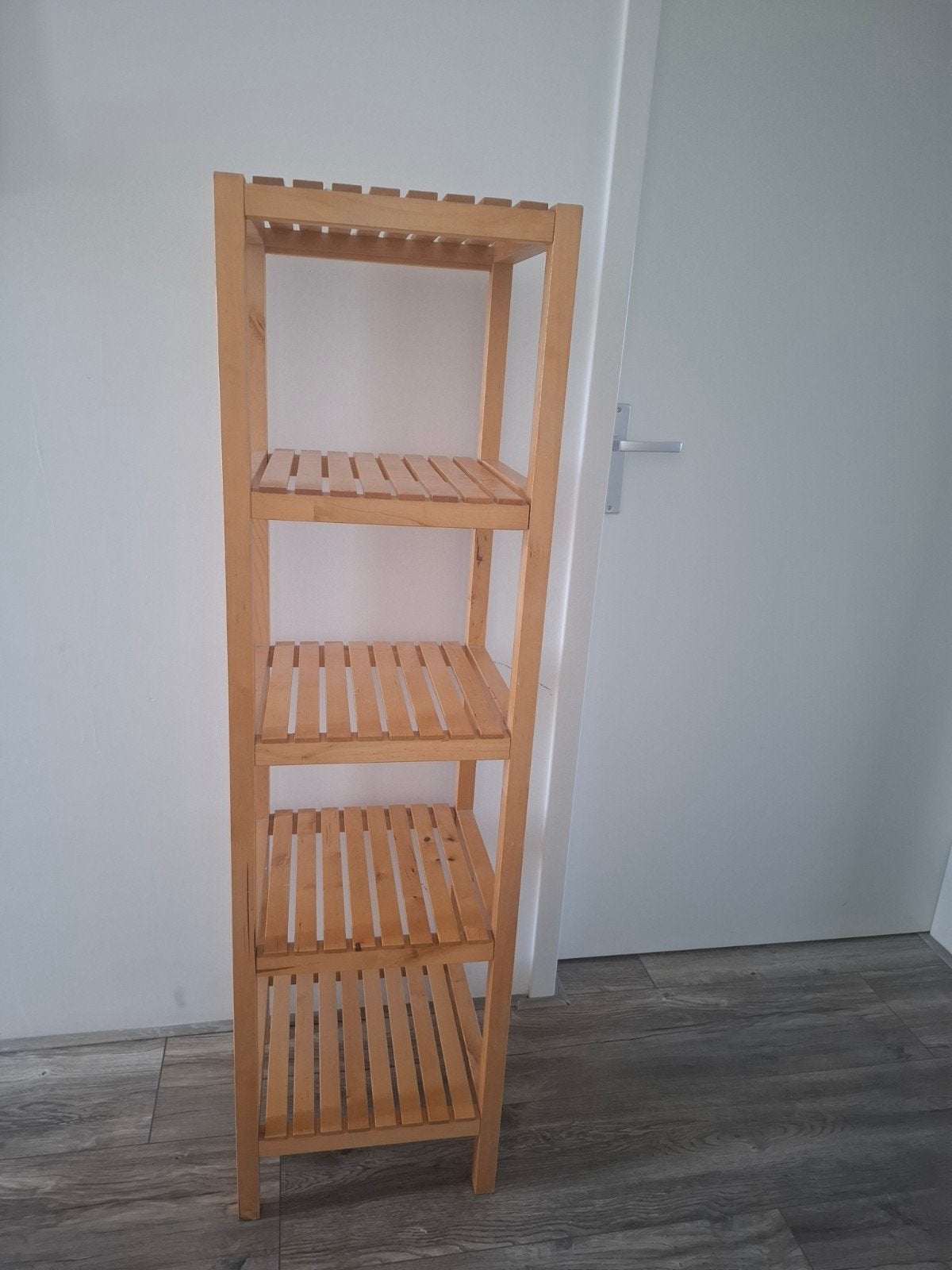 Houten rek met 5 planken - ideaal voor badkamer/opslag, Ophalen of Verzenden, Gebruikt