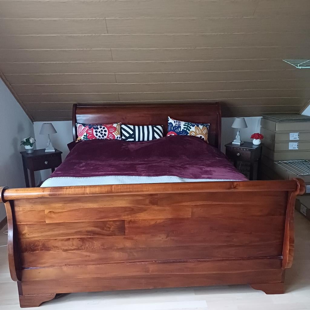 Mahonie houten tweepersoonsbed, Antiek en Kunst, Antiek | Meubels | Bedden, Ophalen