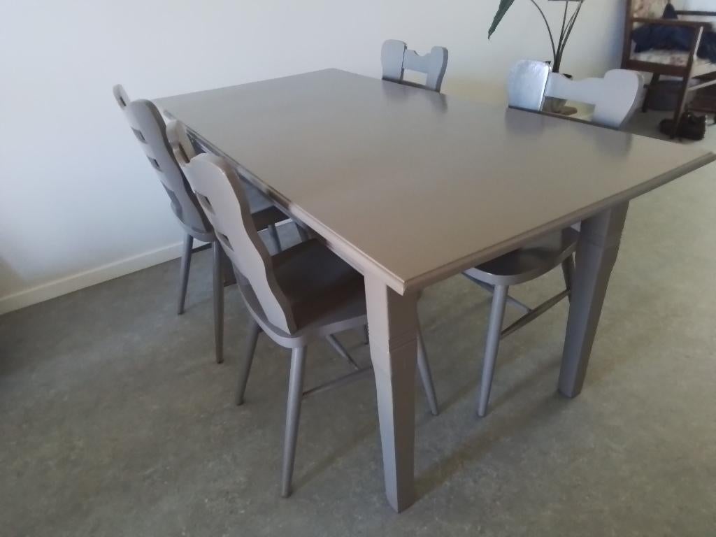 tafel met 4 stoelen, eiken, Huis en Inrichting, Tafels | Eettafels, Ophalen, Gebruikt, Eikenhout, 50 tot 100 cm
