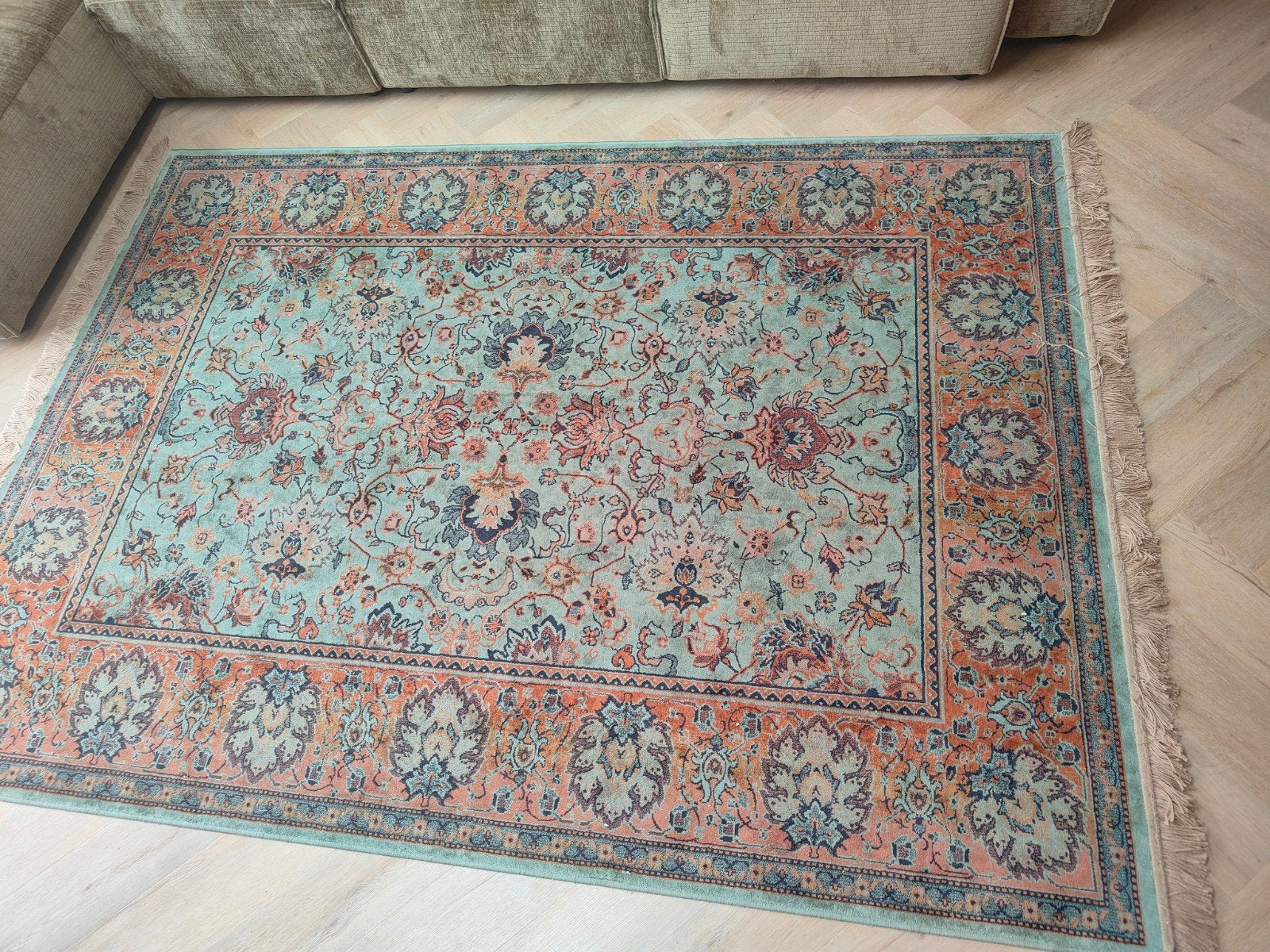 Vloerkleed Dutchbone Bid Old Green 170x240 cm, Ophalen, 150 tot 200 cm, 200 cm of meer, Zo goed als nieuw