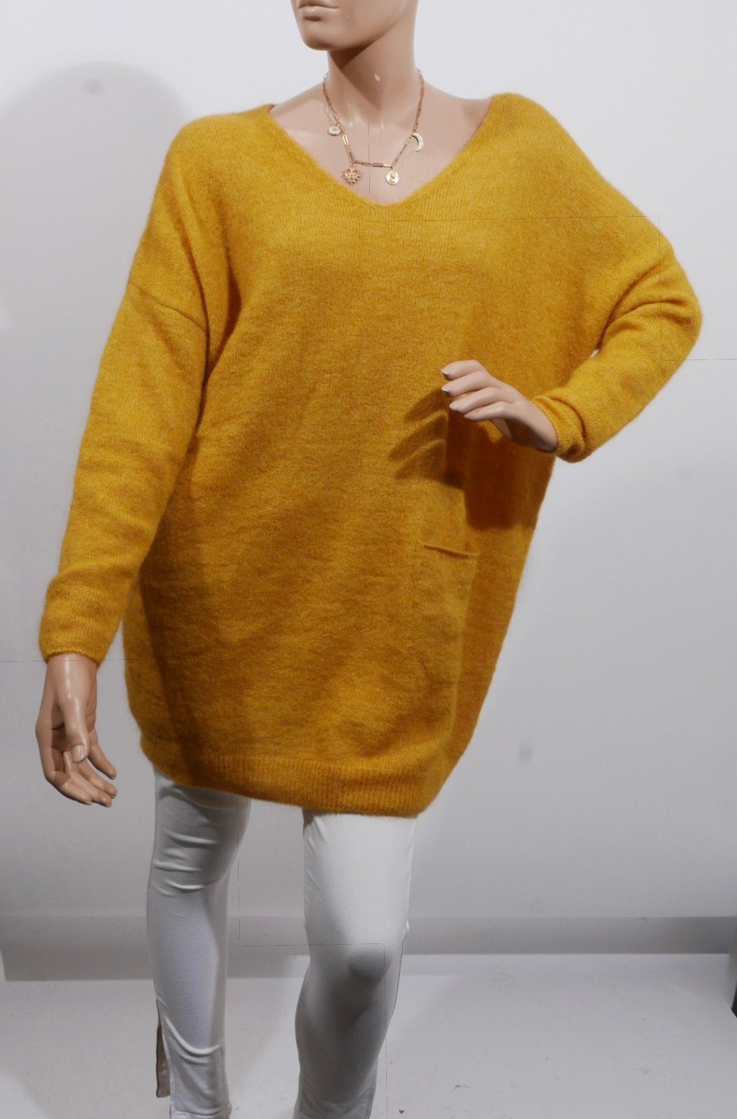SARAH PACINI luxe mohair/merino wollen trui universele maat, Ophalen of Verzenden, Zo goed als nieuw, Maat 38/40 (M), Geel