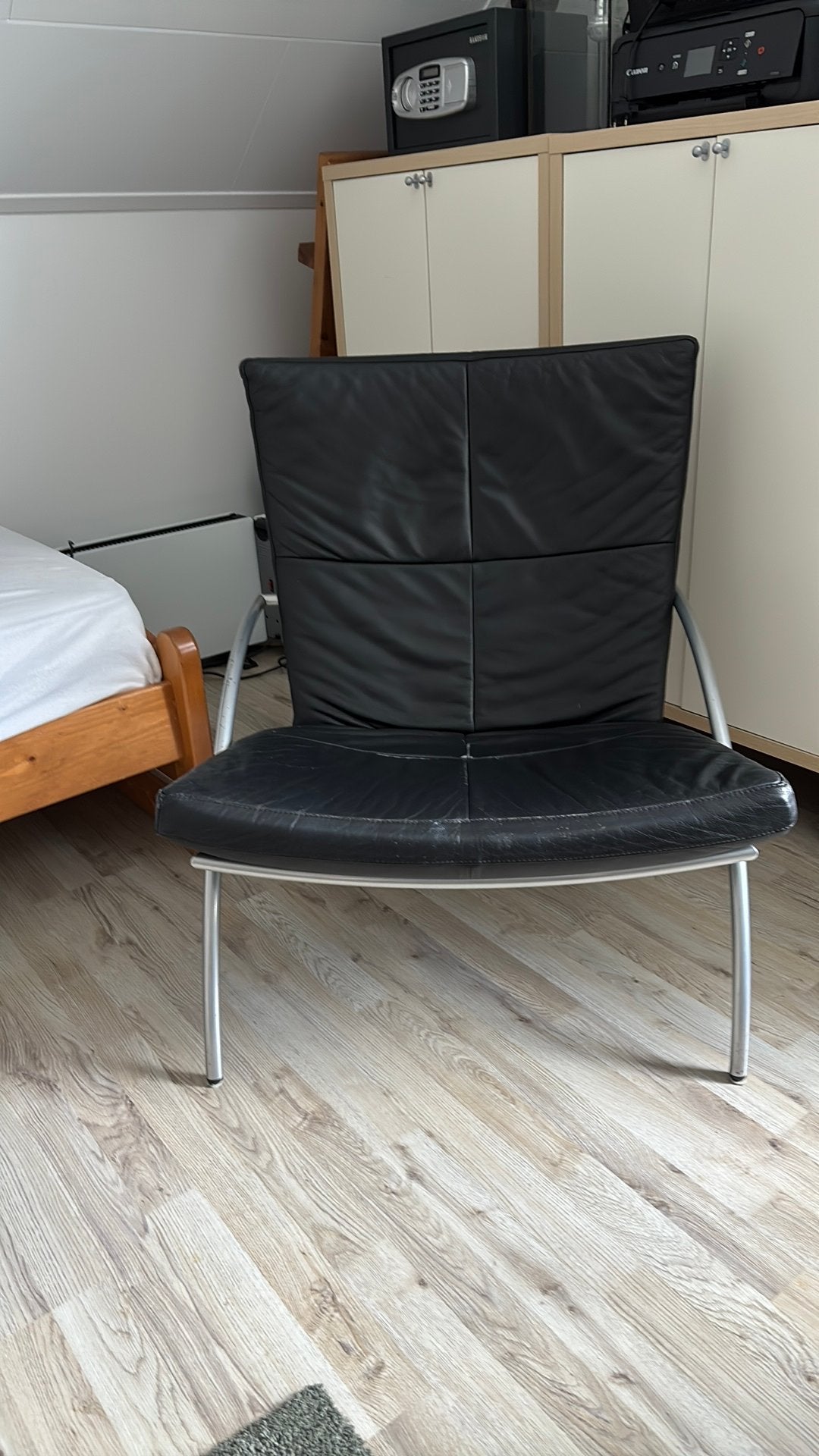 Harvink Uncle Sam zwarte fauteuil, Huis en Inrichting, Fauteuils, Ophalen, Gebruikt, Minder dan 75 cm, Leer
