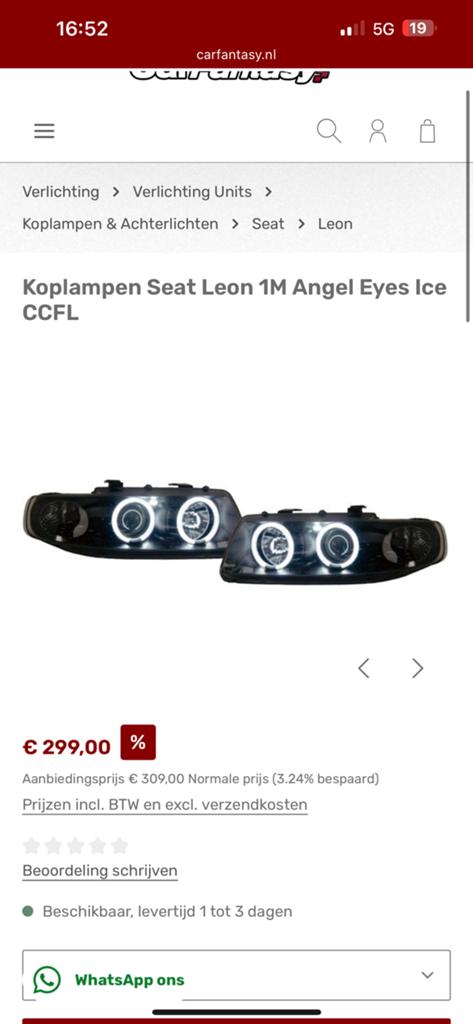 Angel eyes seat leon 1m, Ophalen of Verzenden, Nieuw, Seat