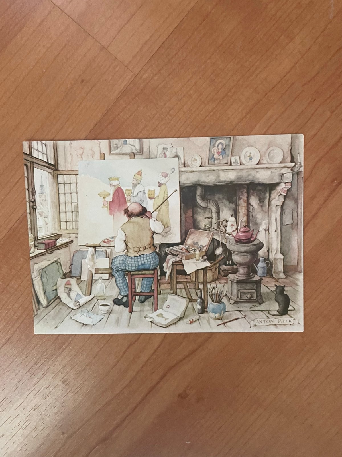 Ansichtkaart Anton Pieck - De Schilder, Ophalen of Verzenden, 1960 tot 1980, Ongelopen