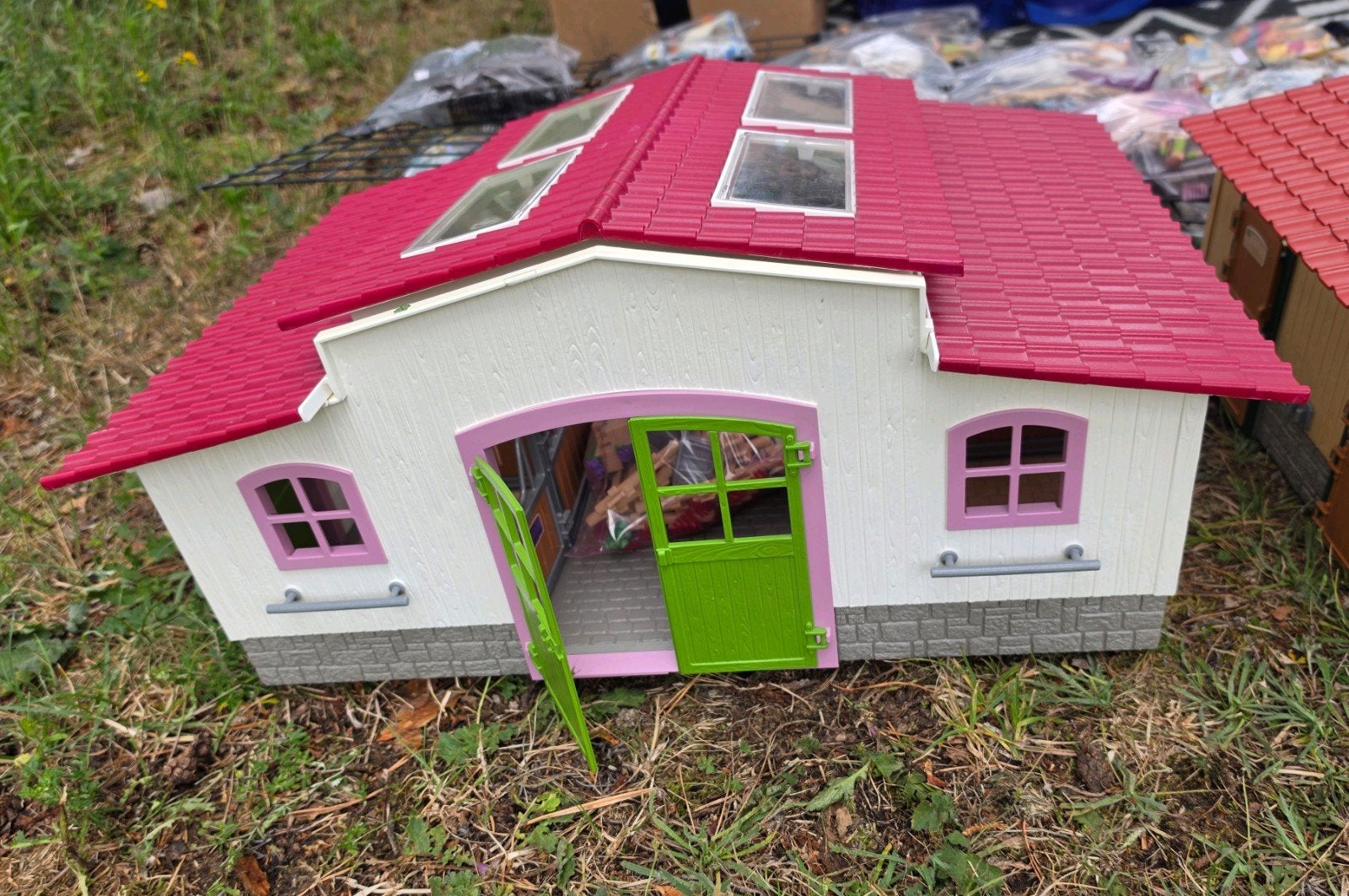 Schleich paardenstal 4 boxen, Ophalen, Zo goed als nieuw, Paard, Beeldje of Figuurtje