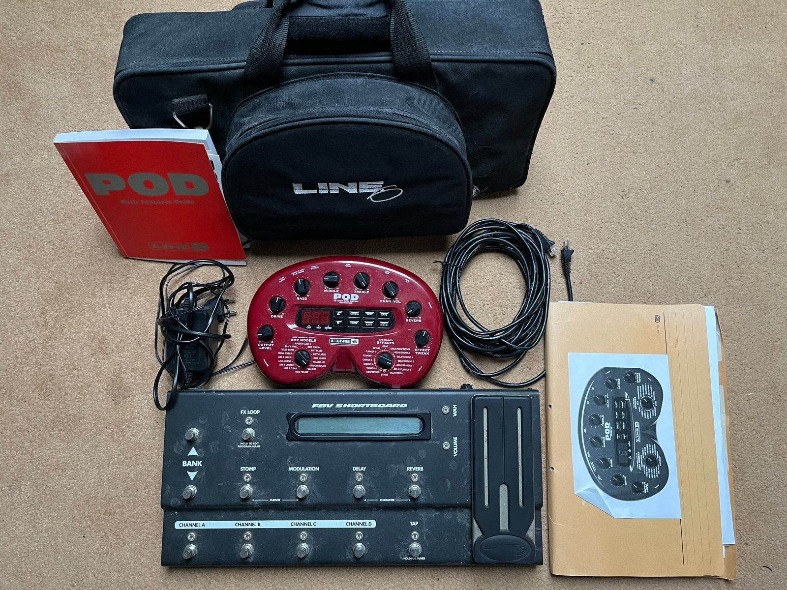 Line 6 POD 2.0 met FBV floorboard en handige opbergtas, Ophalen of Verzenden, Gebruikt, Multi-effect