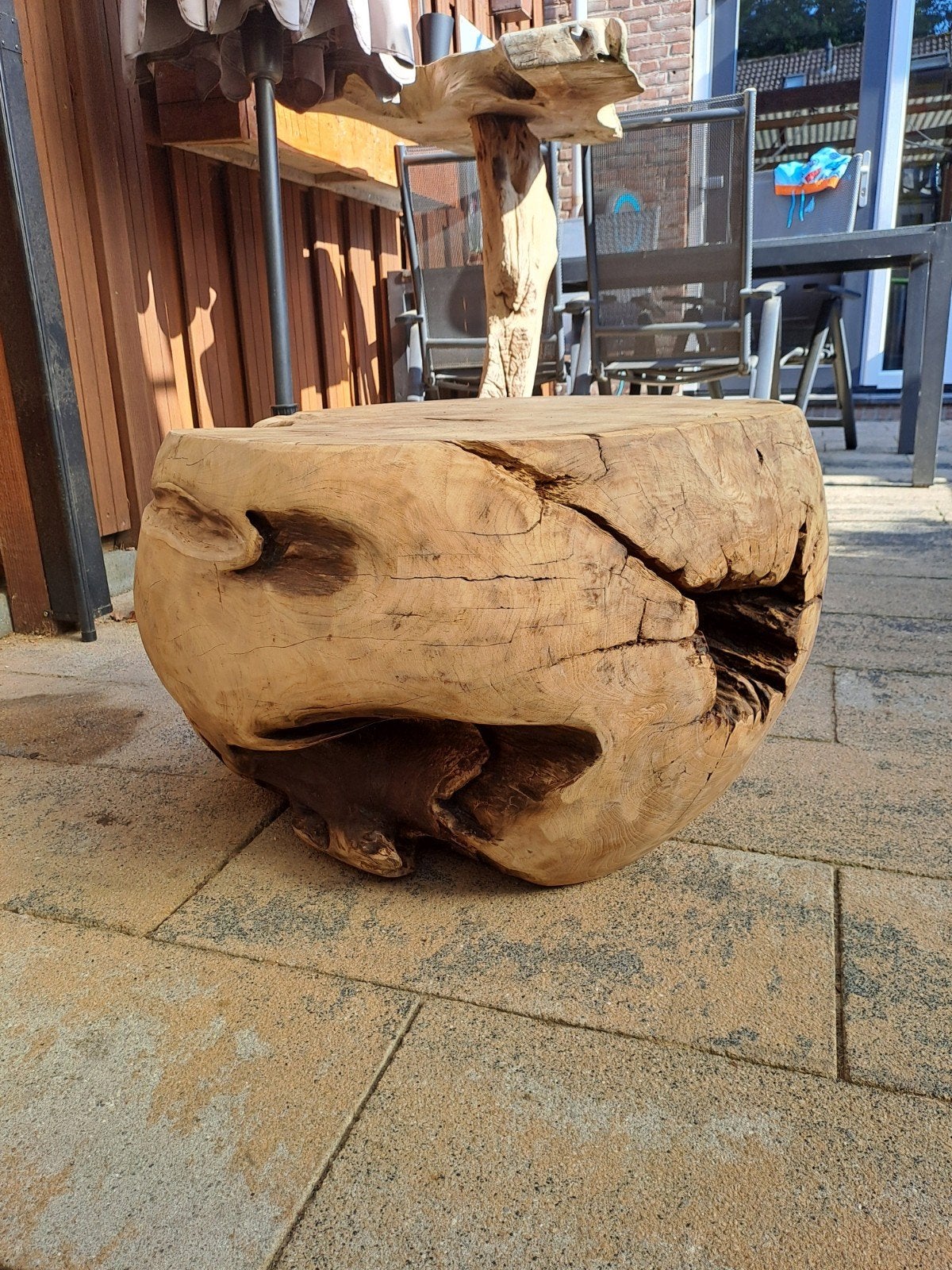 Unieke Teak Houten Wortel Stam - Zitje/Tafel (Ø65xH50cm), Ophalen
