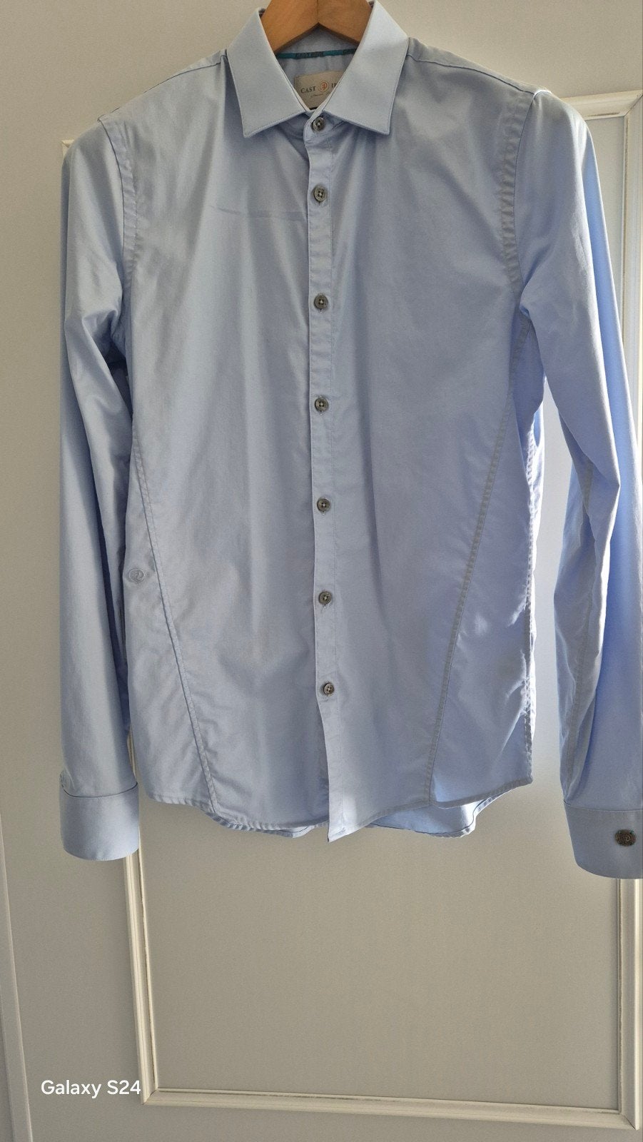 Heren overhemd mt S Cast Iron, Blauw, Ophalen of Verzenden, Zo goed als nieuw, Overige halswijdtes