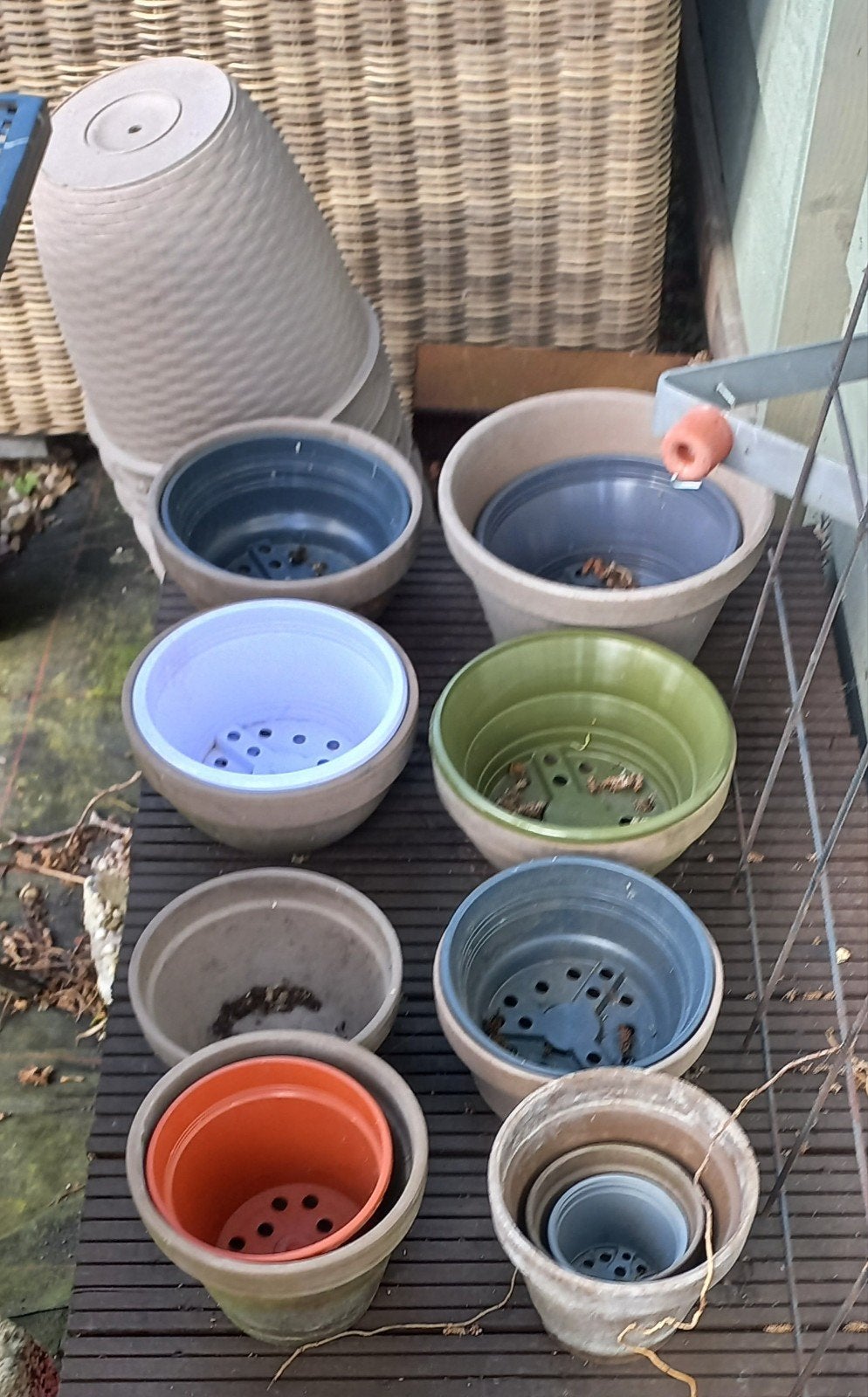 Ongeglazuurde GREY kleur terracotta potten en schalen, Tuin en Terras, Ophalen, Rond, Minder dan 25 cm, Minder dan 40 cm
