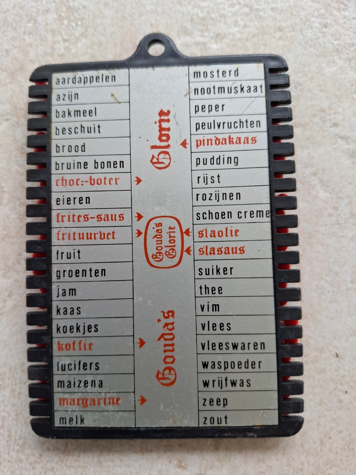Vintage Gouda's Glorie boodschappen lijstje, Ophalen of Verzenden, Gebruikt