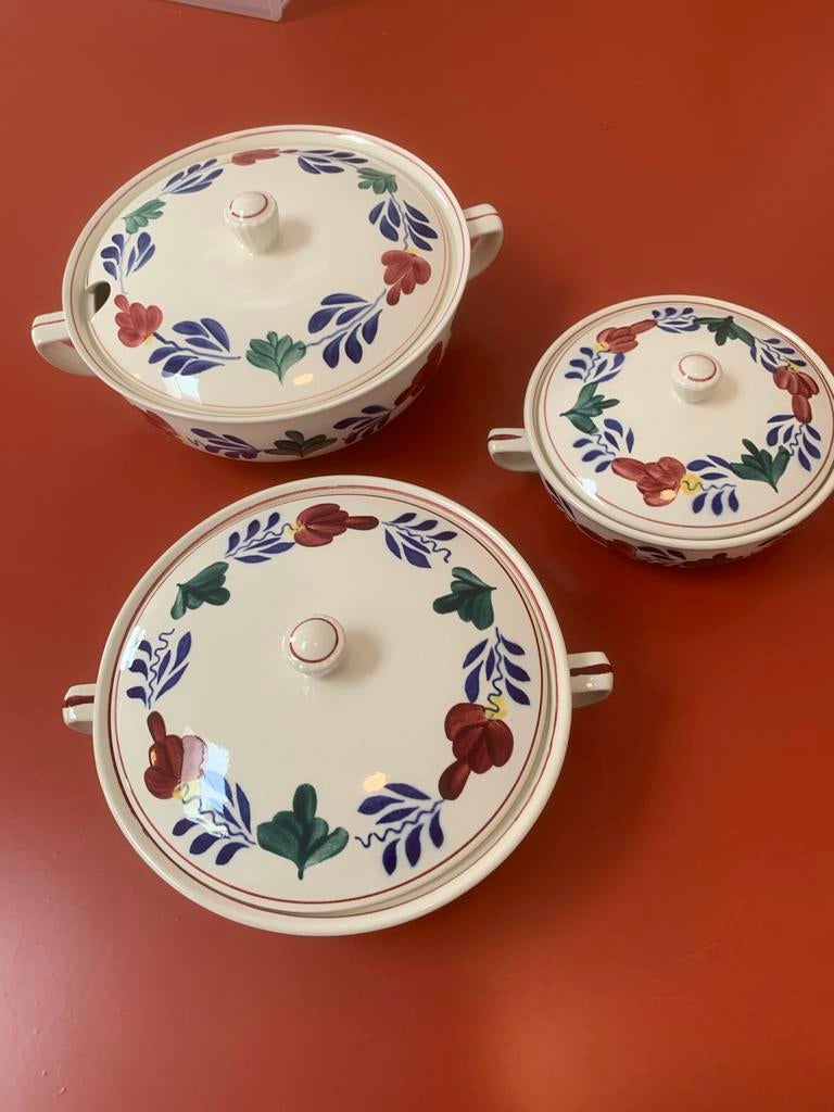 3 dekschalen Boerenbont Villeroy en Boch (klein, middel, gro, Gebruikt, Keramiek, Ophalen of Verzenden, Schaal of Schalen